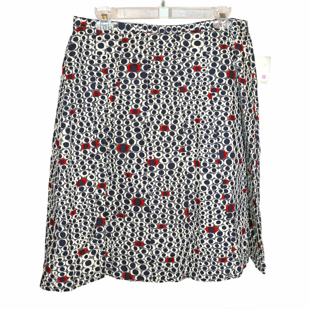 Pretty Liz Claiborne Multicolor Geometric Print A-Line Pleated Skirt Size 10 NWT